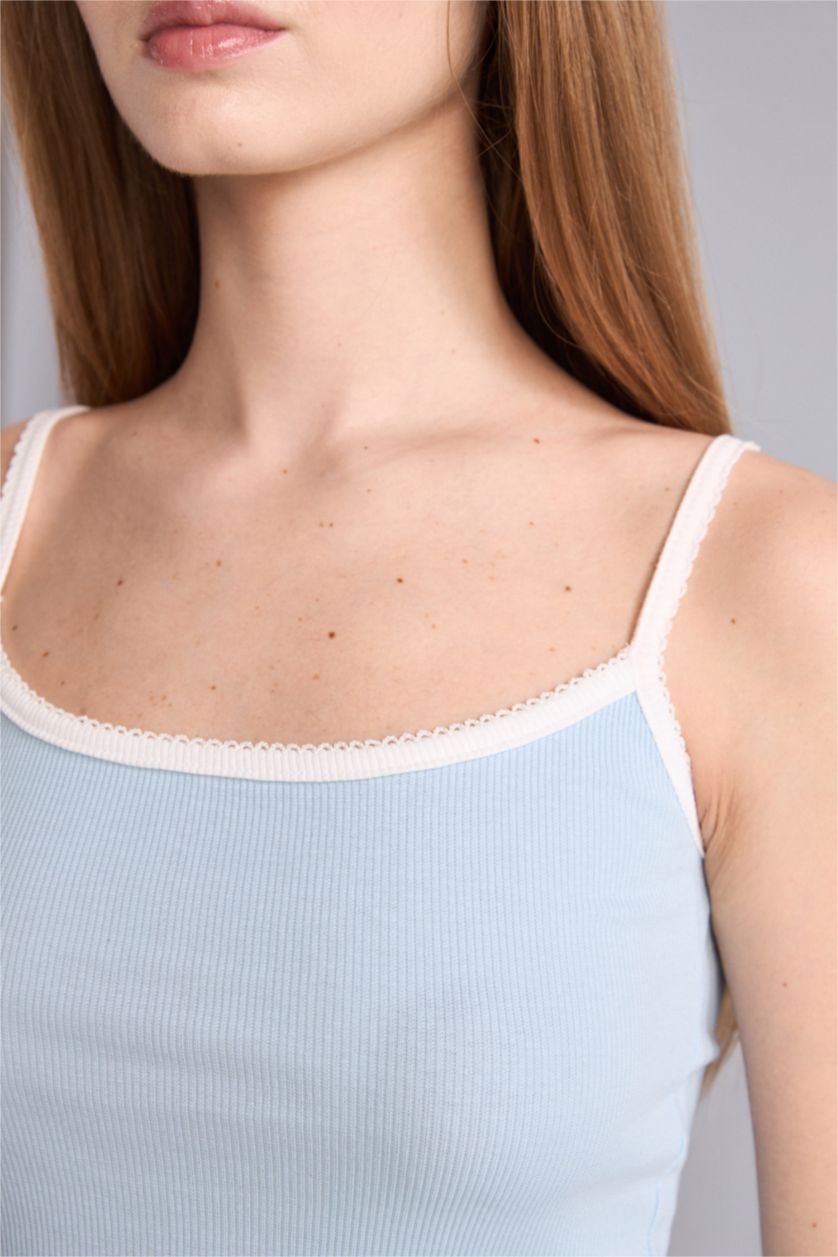 Kadın Açık Mavi U Yaka Ribana Atlet