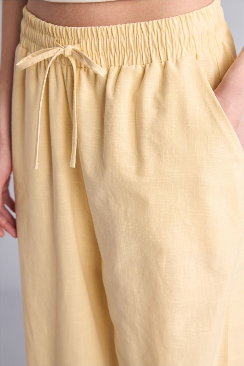 Kadın Sarı Balloon Fit Pamuklu Pantolon