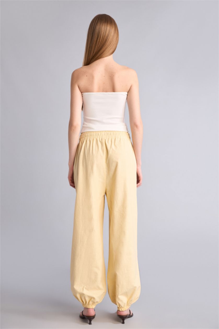 Kadın Sarı Balloon Fit Pamuklu Pantolon
