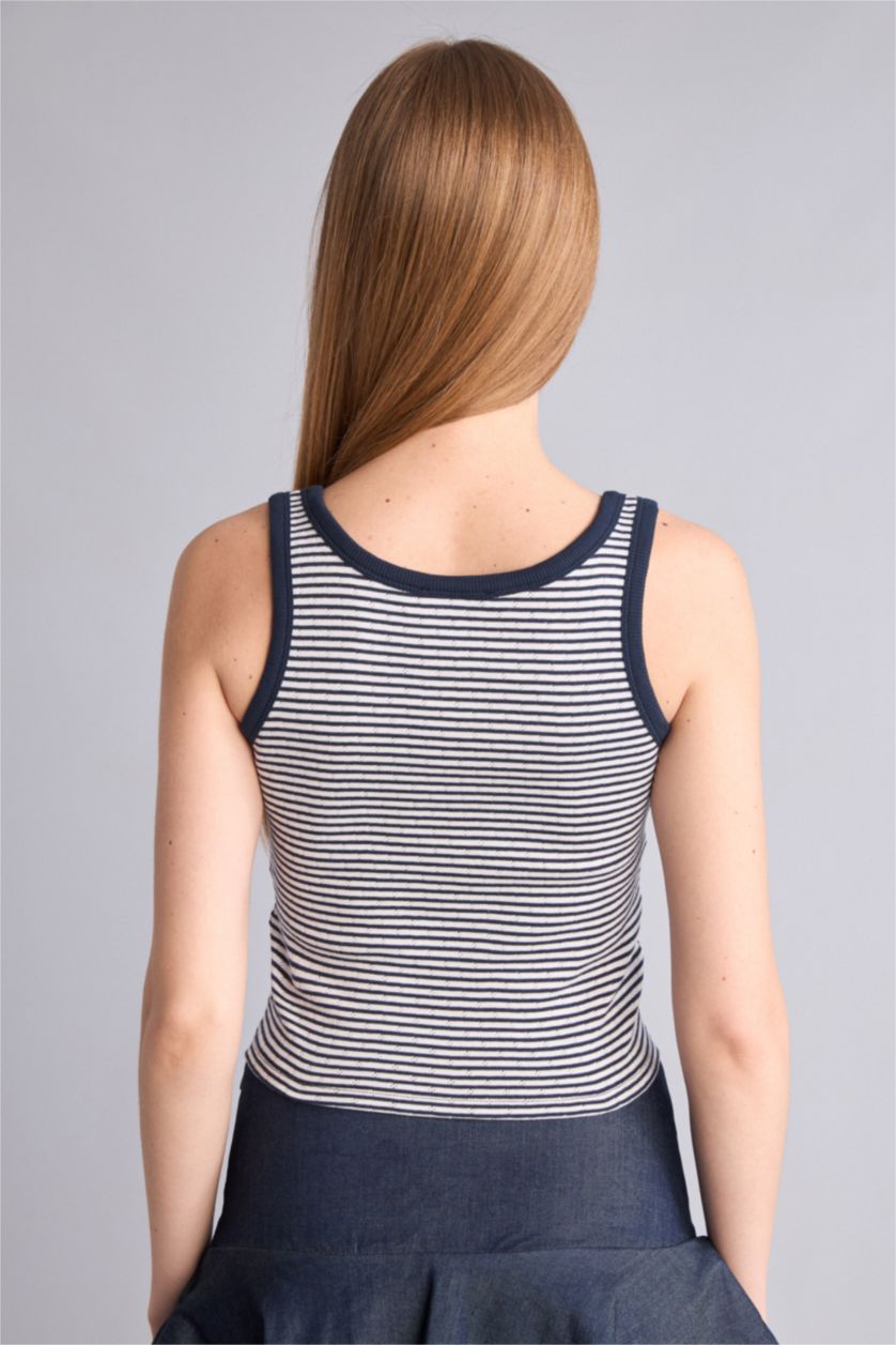 Kadın Açık Mavi Fitted Ribana Atlet