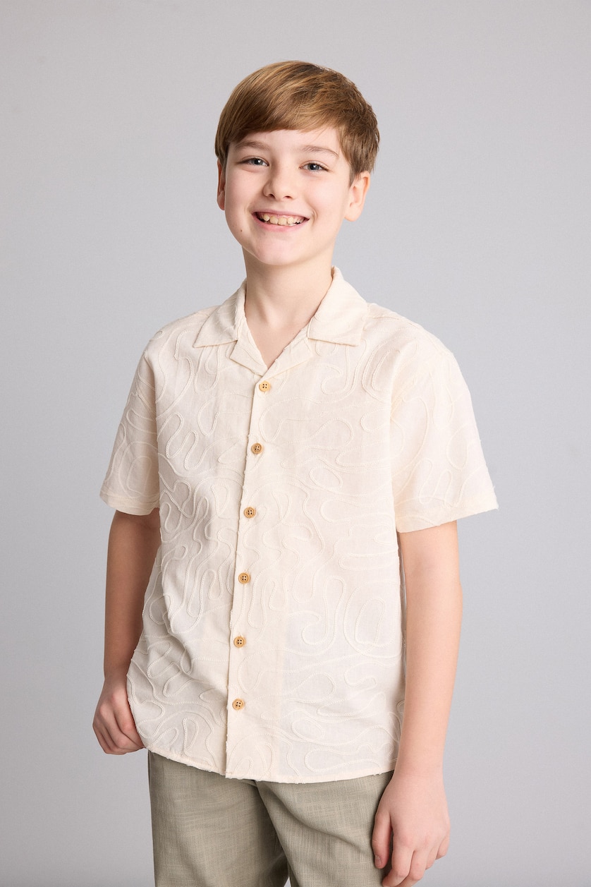 Young Boys - Teen Boys Beige Regular Fit Short Sleeve Shirt