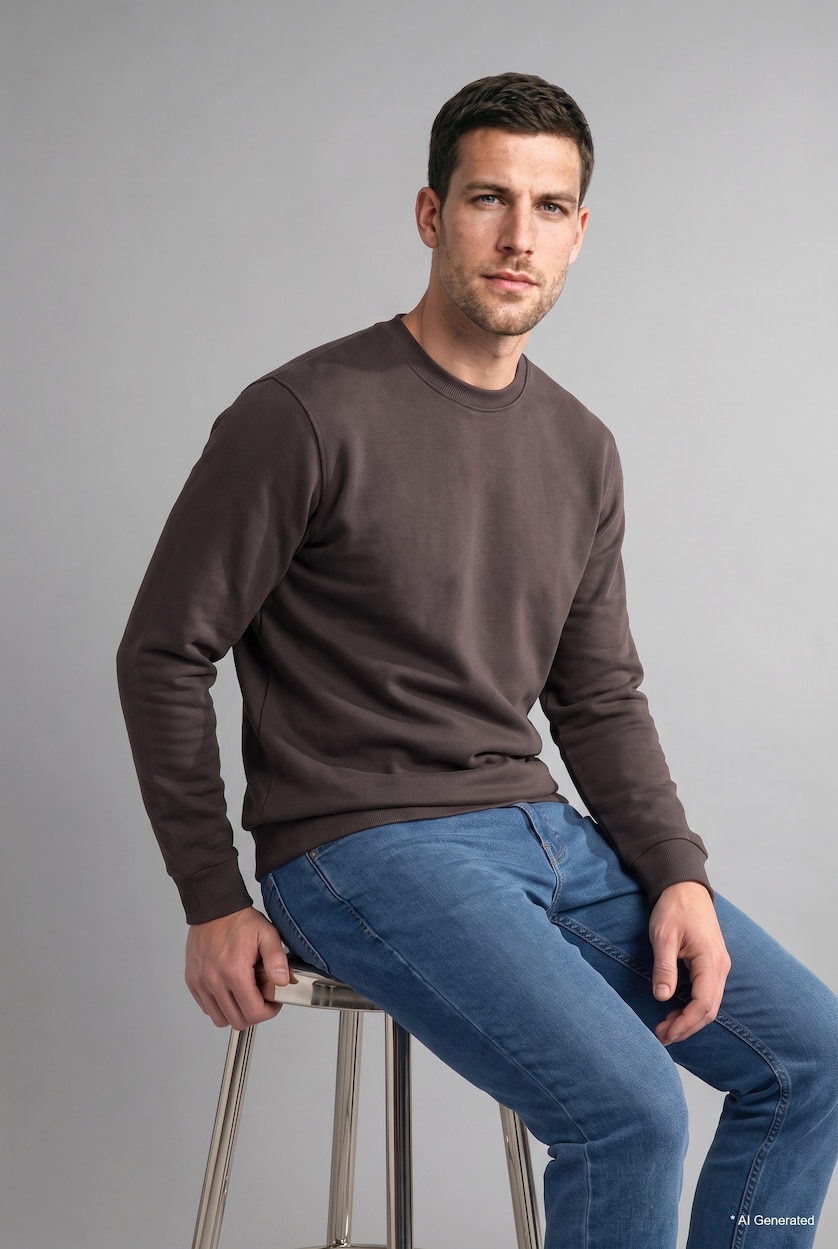 Erkek Antrasit Regular Fıt Basic Sweatshırt