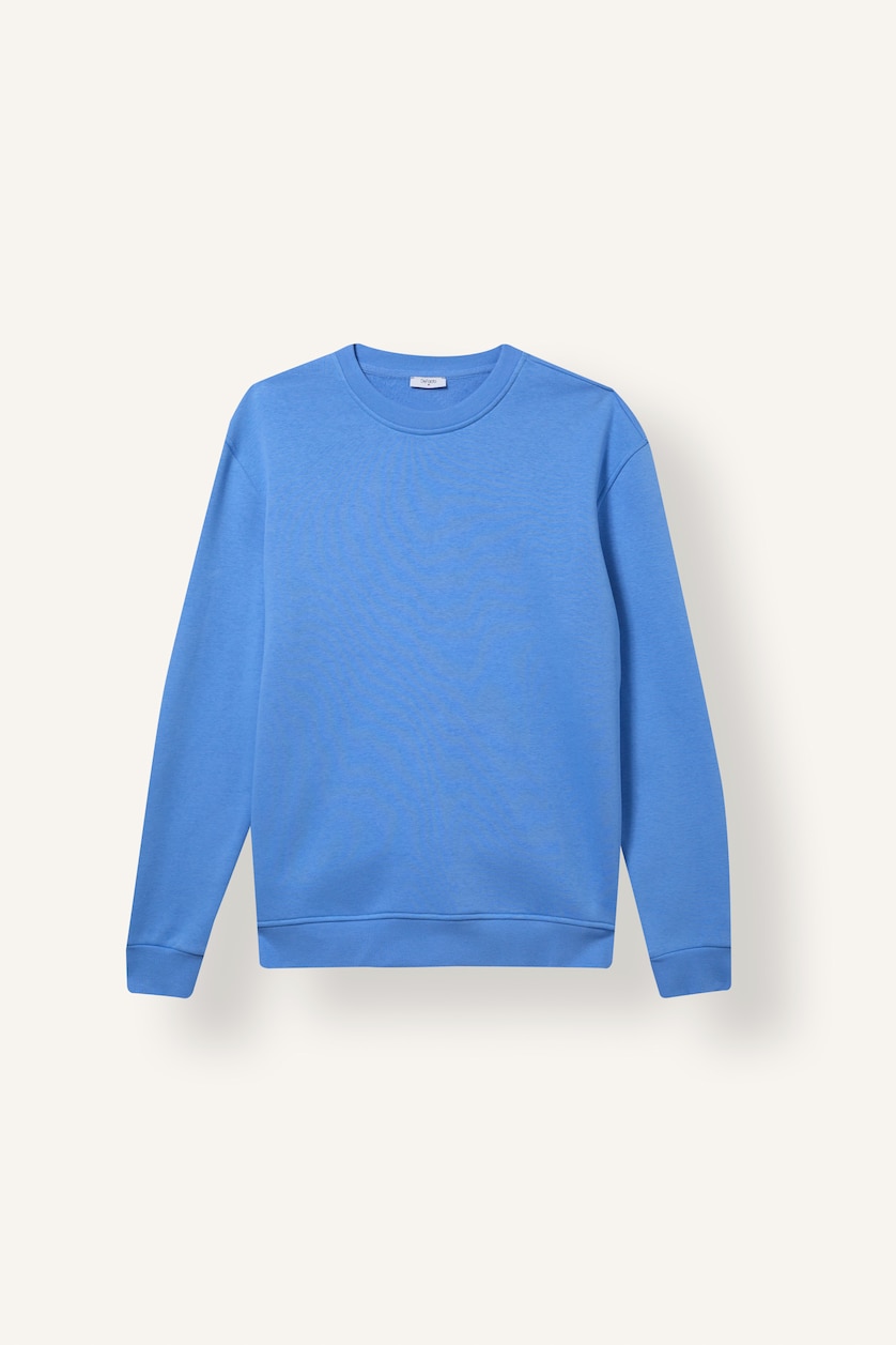 Erkek Mavi Regular Fıt Kalın Kumaş Sweatshirt