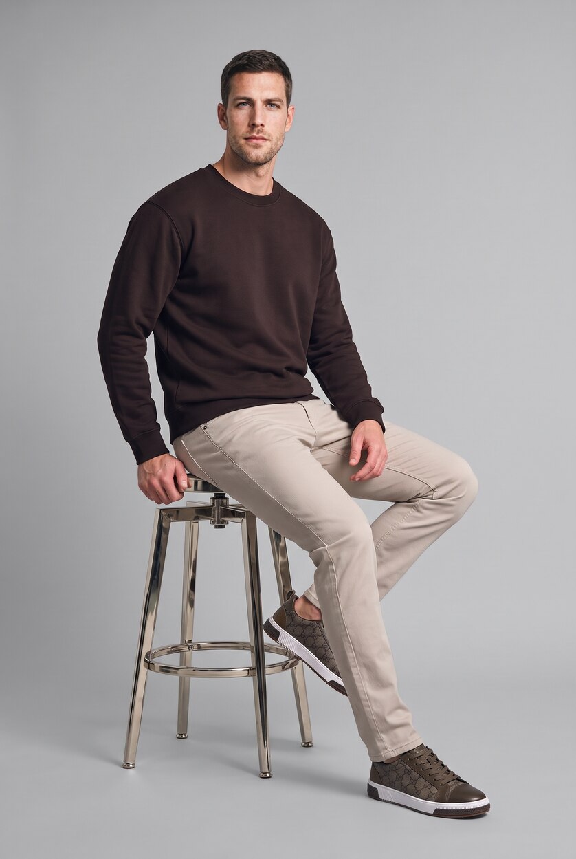 MAN Brown Regular Fit Heavyweight Fabric Sweatshirt