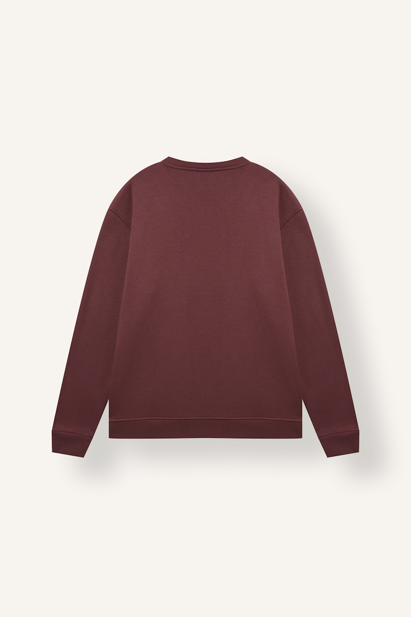 Erkek Koyu Bordo Regular Fıt Basic Sweatshırt