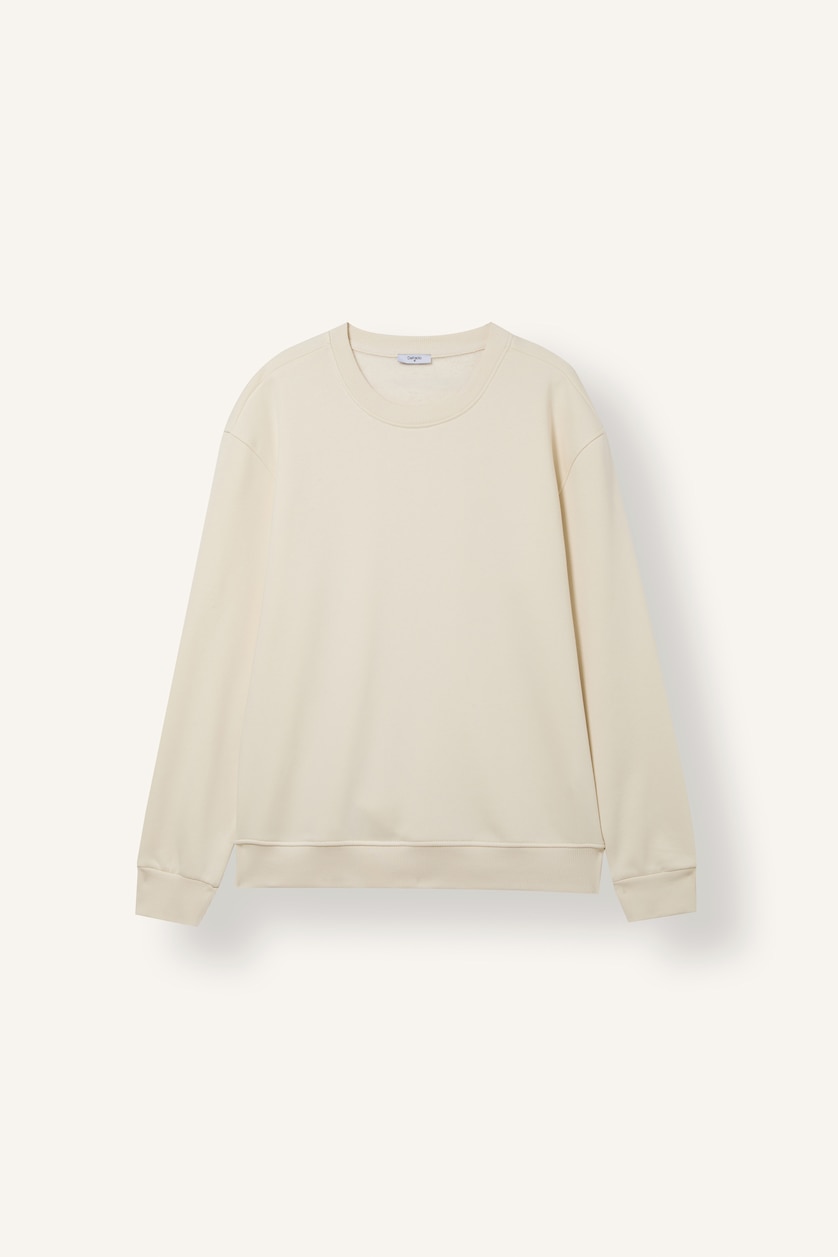 Men Ecru Regular Fit Basic Sweatshirt