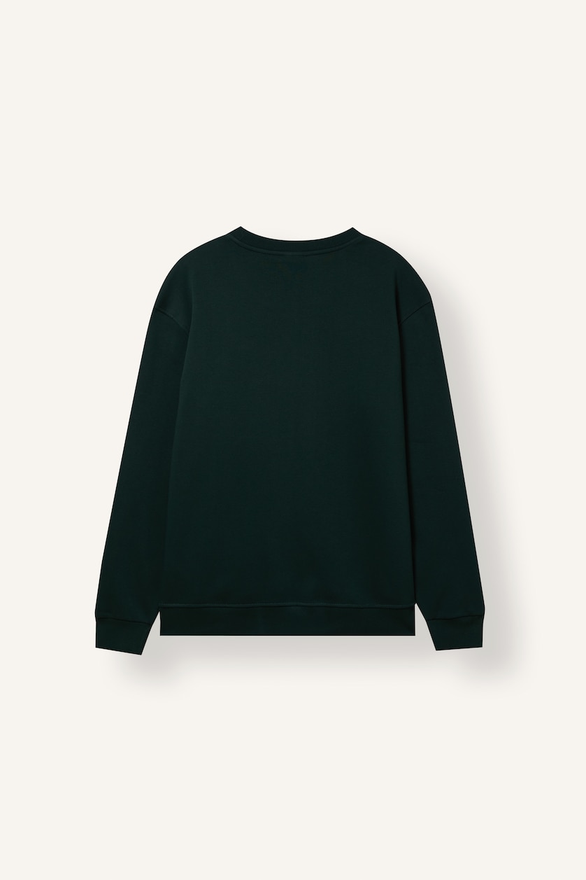 Men Dark Green Regular Fit Crew Neck Basic Sweatshirt