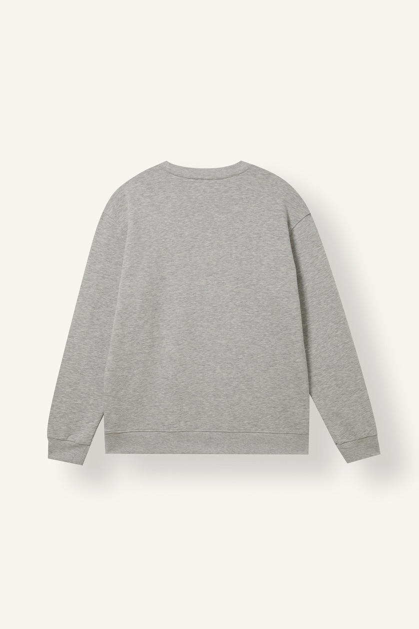 Men Grey Melange Regular Fit Basic Crew Neck Sweatshirt
