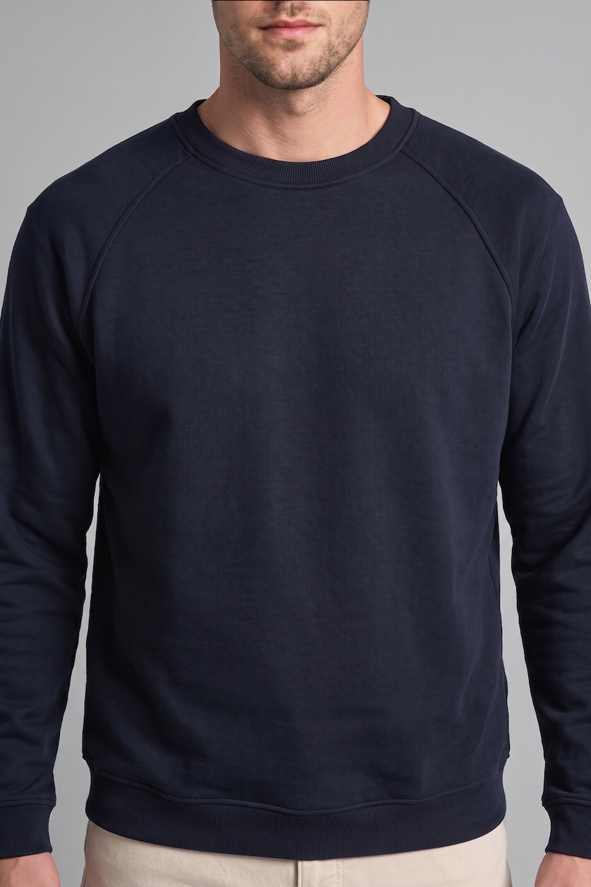 Erkek Lacivert Regular Fıt Basic Sweatshırt