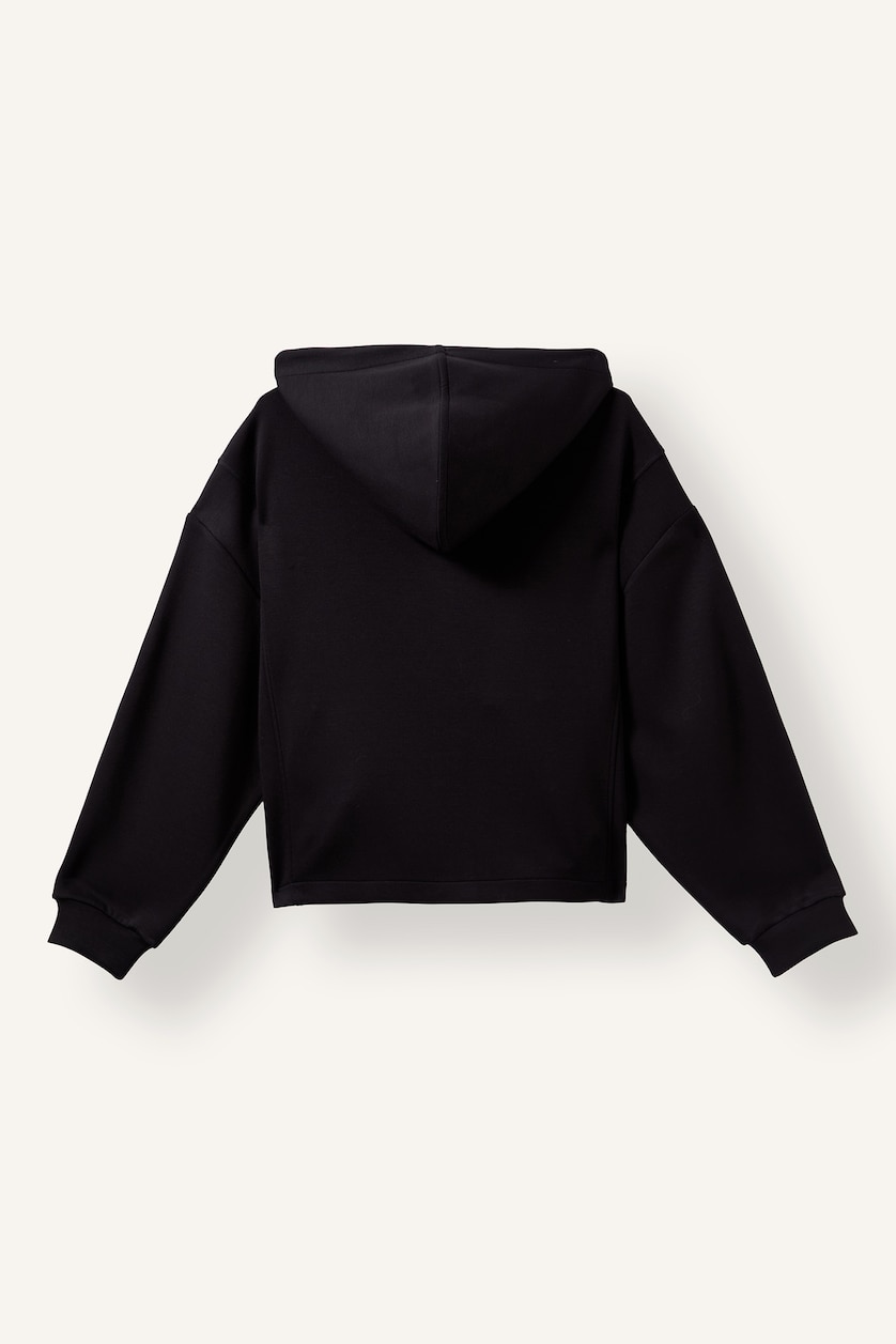 Kadın Siyah Ultra Yumuşak Oversize Kapüşonlu Basic Sweatshirt