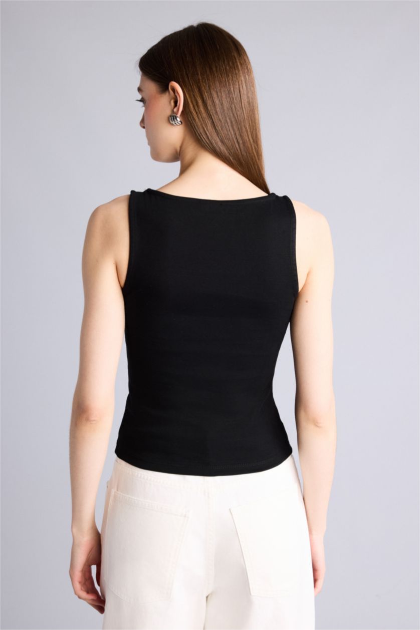 Kadın Siyah Slim Fit Puantiyeli Atlet
