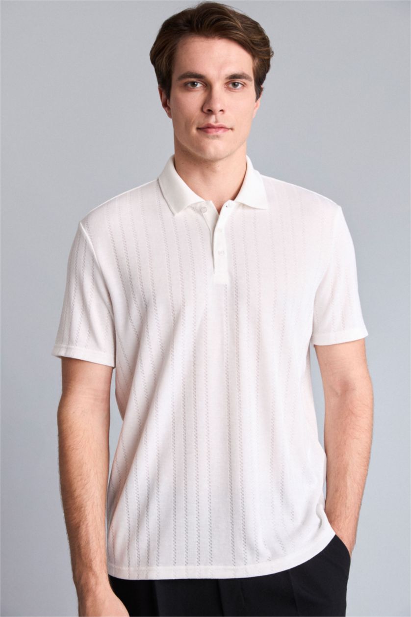 Erkek Ekru Regular Fit Polo Tişört