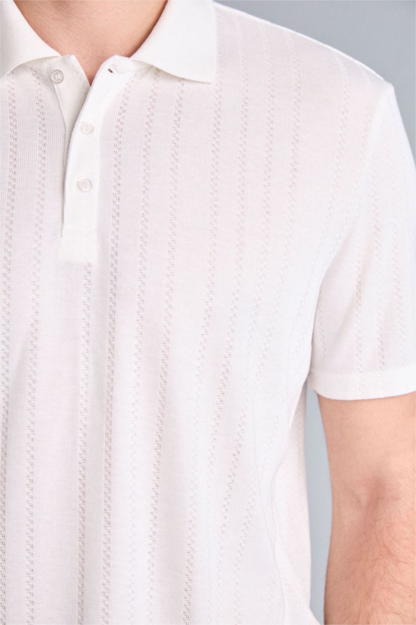 Erkek Ekru Regular Fit Polo Tişört