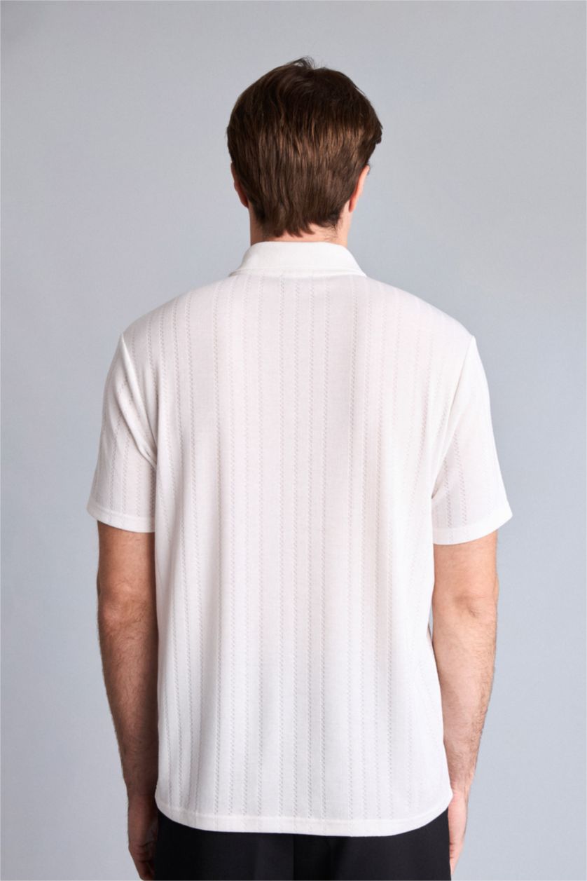 Erkek Ekru Regular Fit Polo Tişört