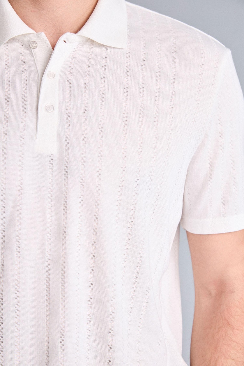 Men Ecru Polo Collar Regular Fit Short Sleeve Polo T-Shirt