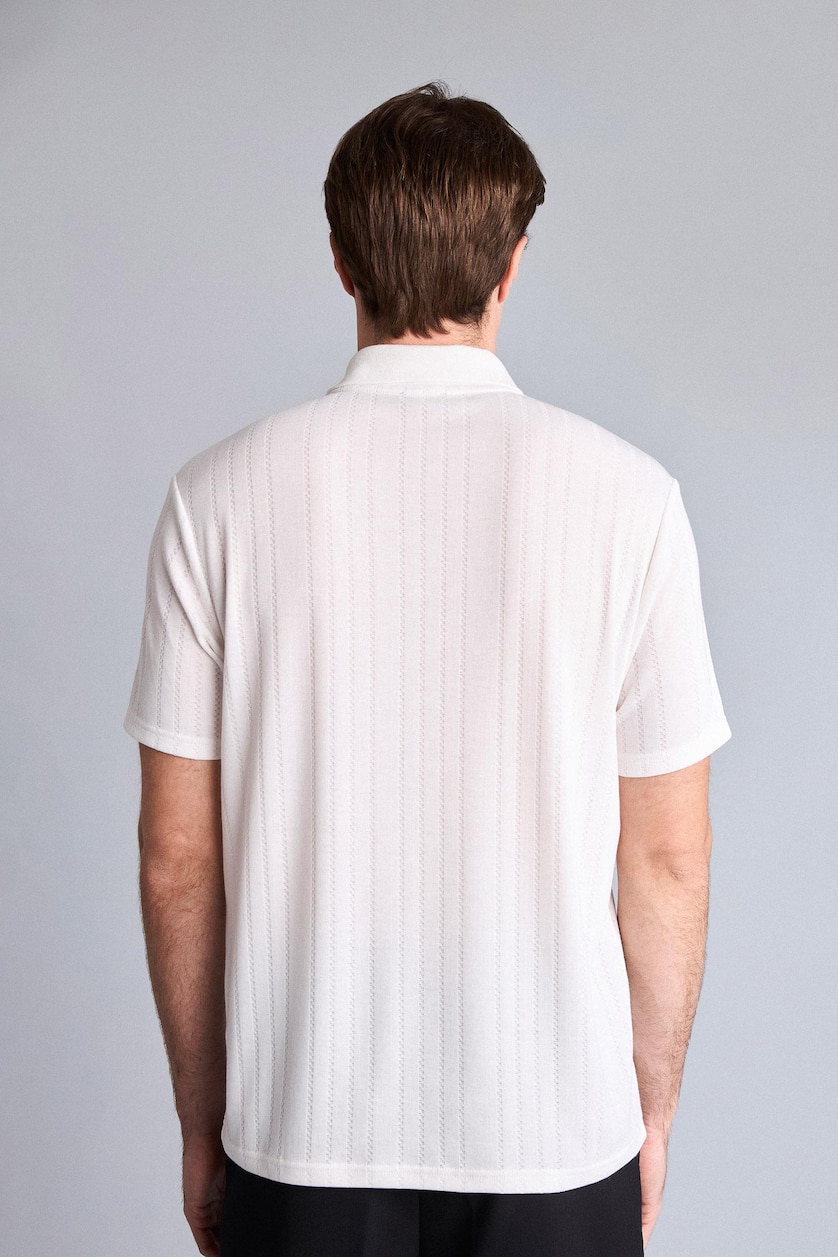 Men Ecru Polo Collar Regular Fit Short Sleeve Polo T-Shirt