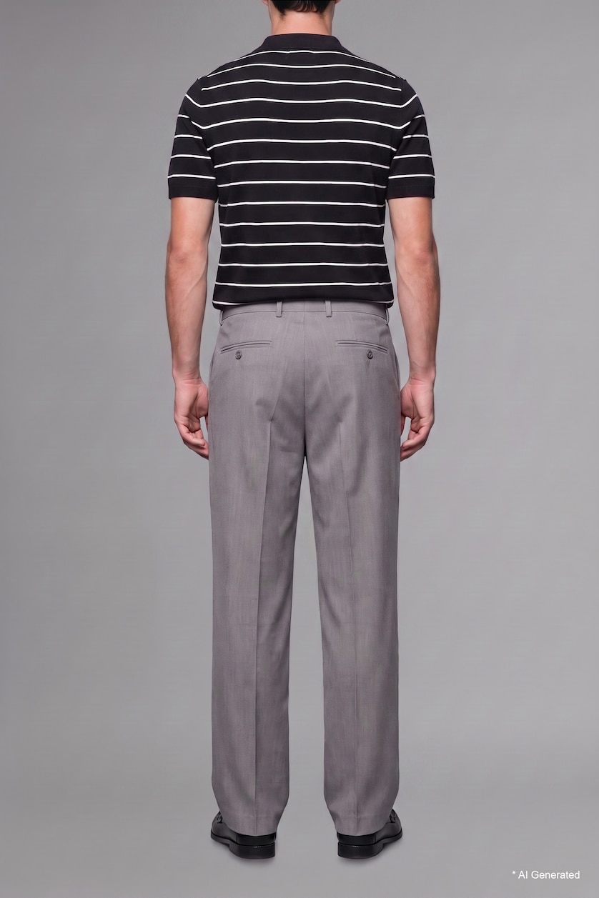 Men Grey Melange Wide Leg Trousers