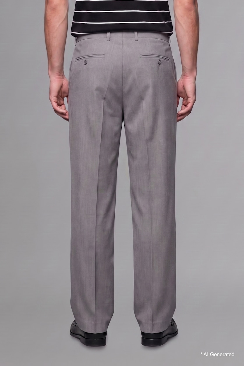 Men Grey Melange Wide Leg Trousers