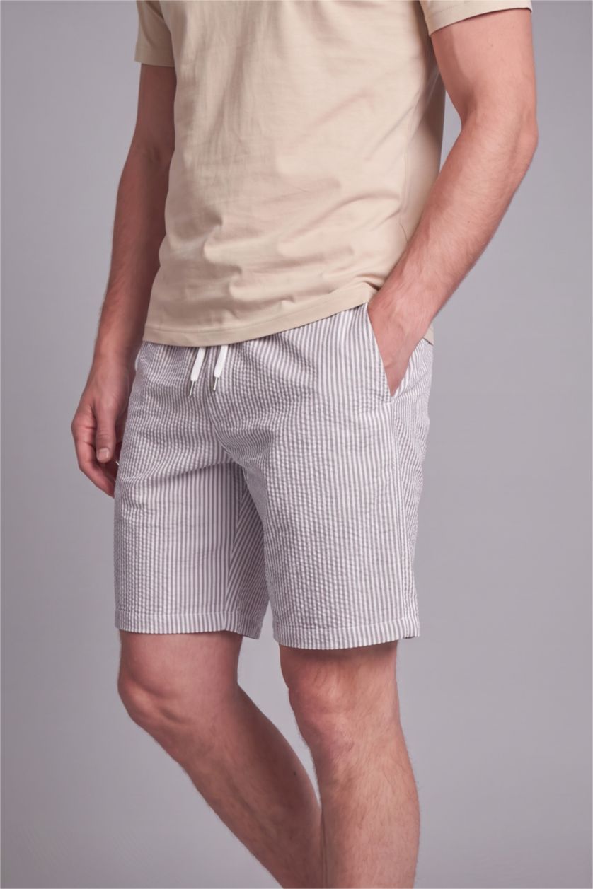 Man Beige Regular Fit Crinkle
