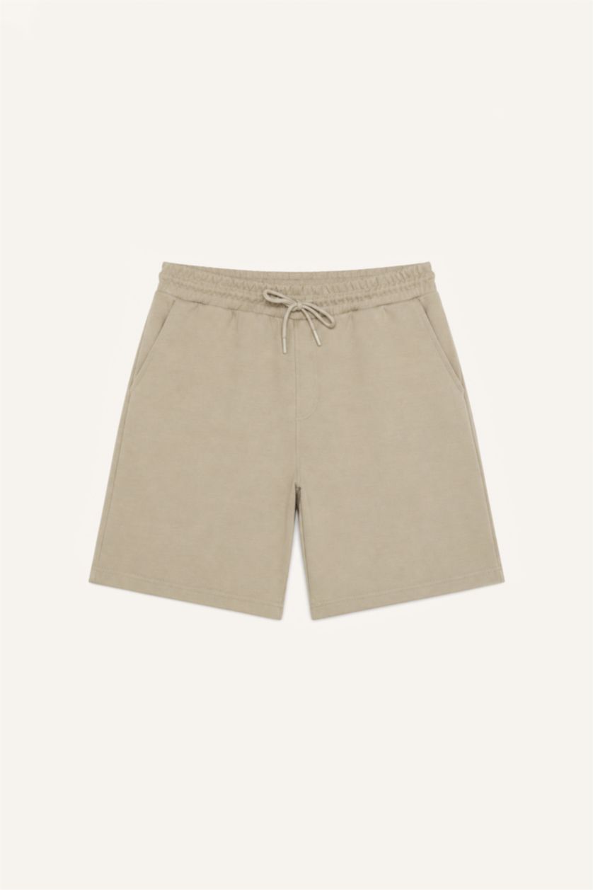 MAN Light Khaki Regular Fit Regular Hem Shorts