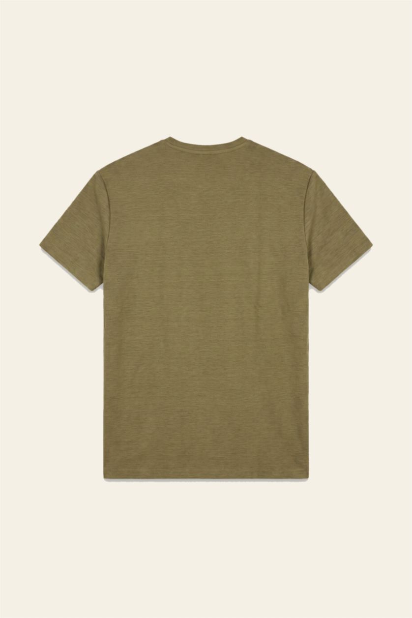 Men Light Khaki Regular Fit Short Sleeve T-Shirt