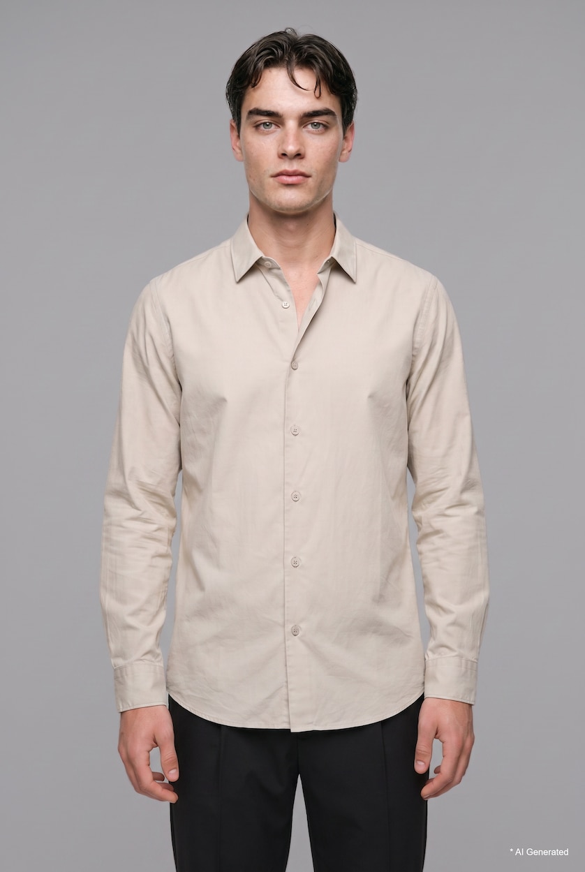 Men Ecru Regular Fit Long Sleeve Shirt