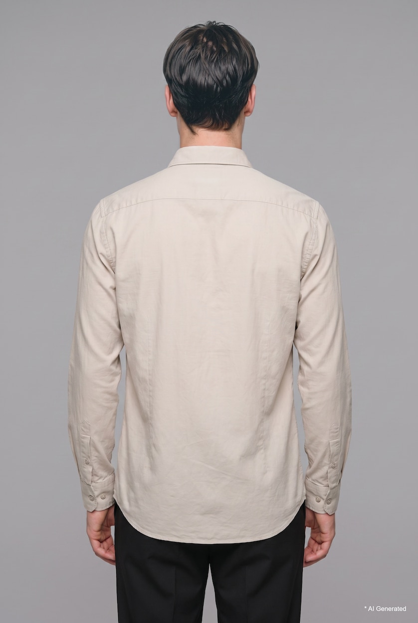 Men Ecru Regular Fit Long Sleeve Shirt