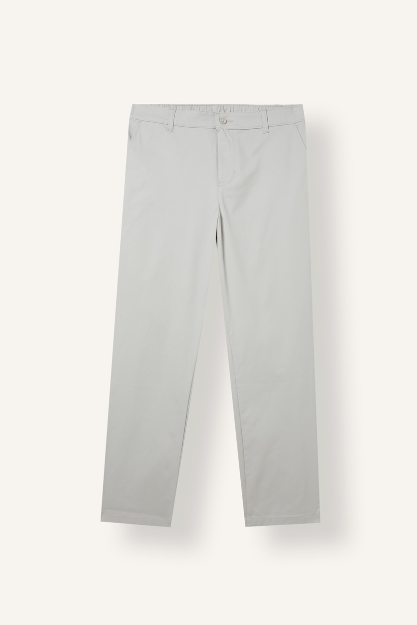 Men Light Grey Regular Fit Straight Leg Normal Waist Trousers
