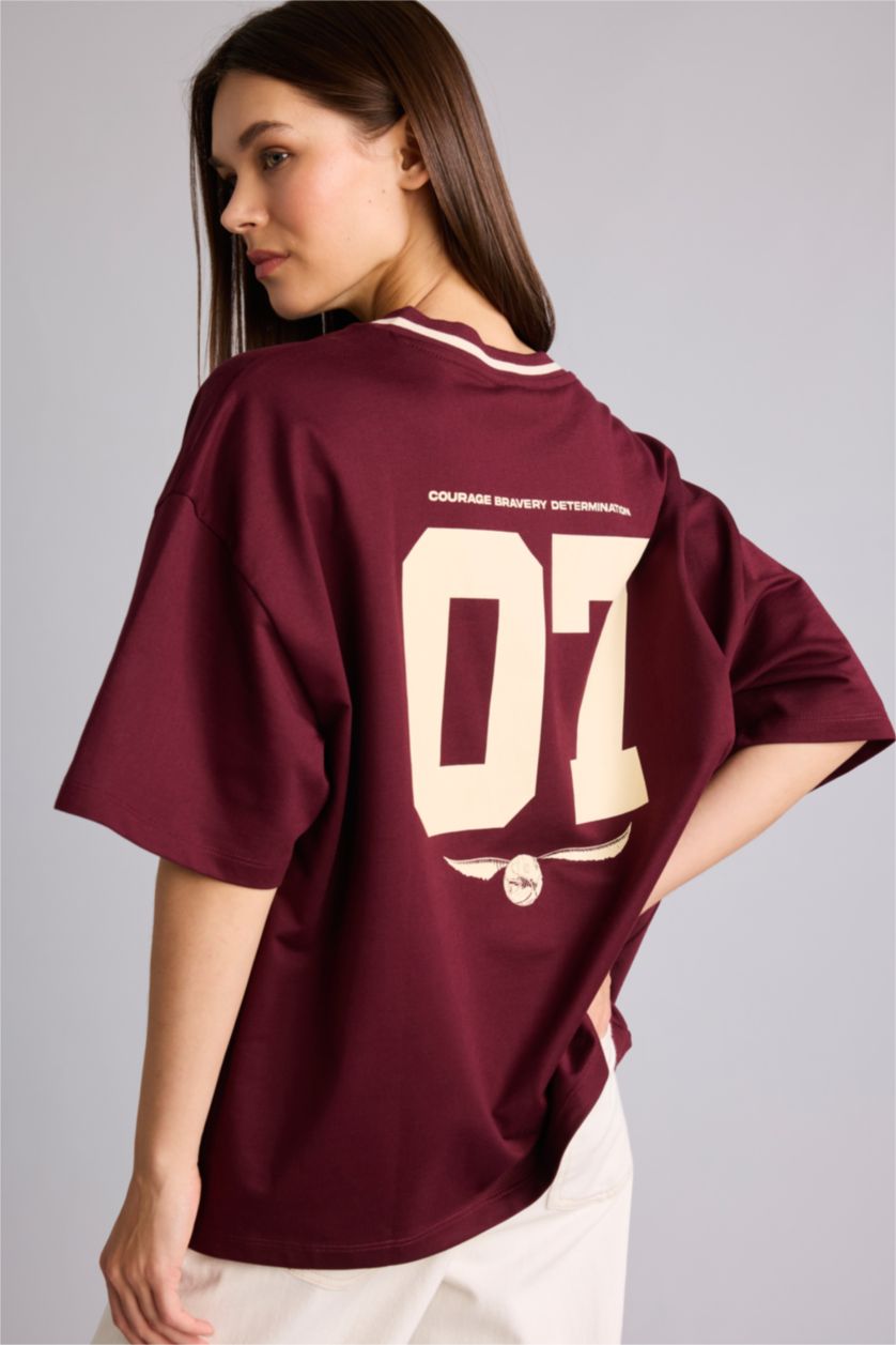 Женщины Бордовый Футболка Oversize