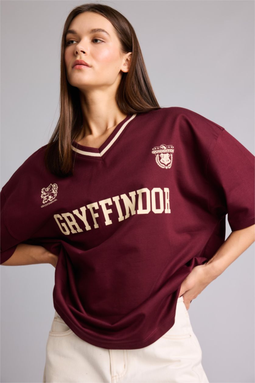 Женщины Бордовый Футболка Oversize