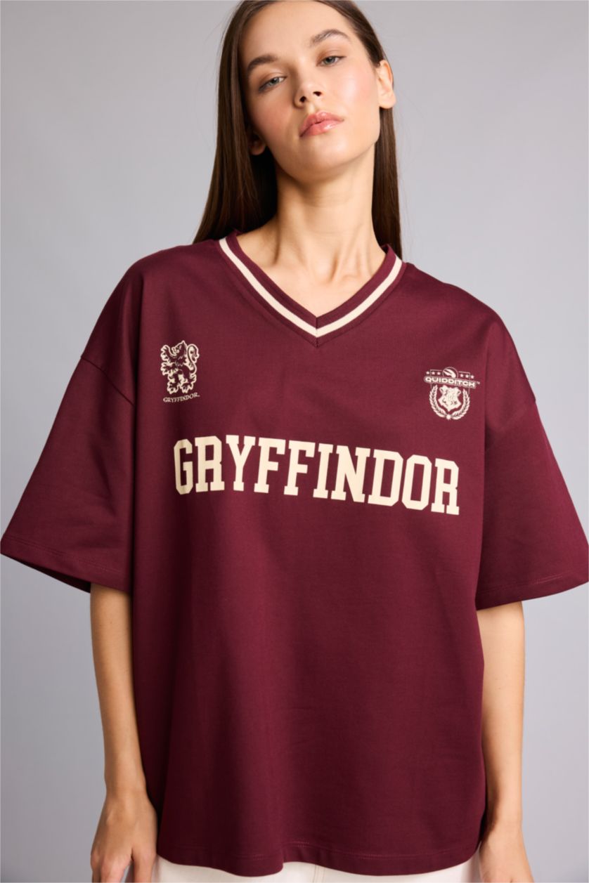 Женщины Бордовый Футболка Oversize