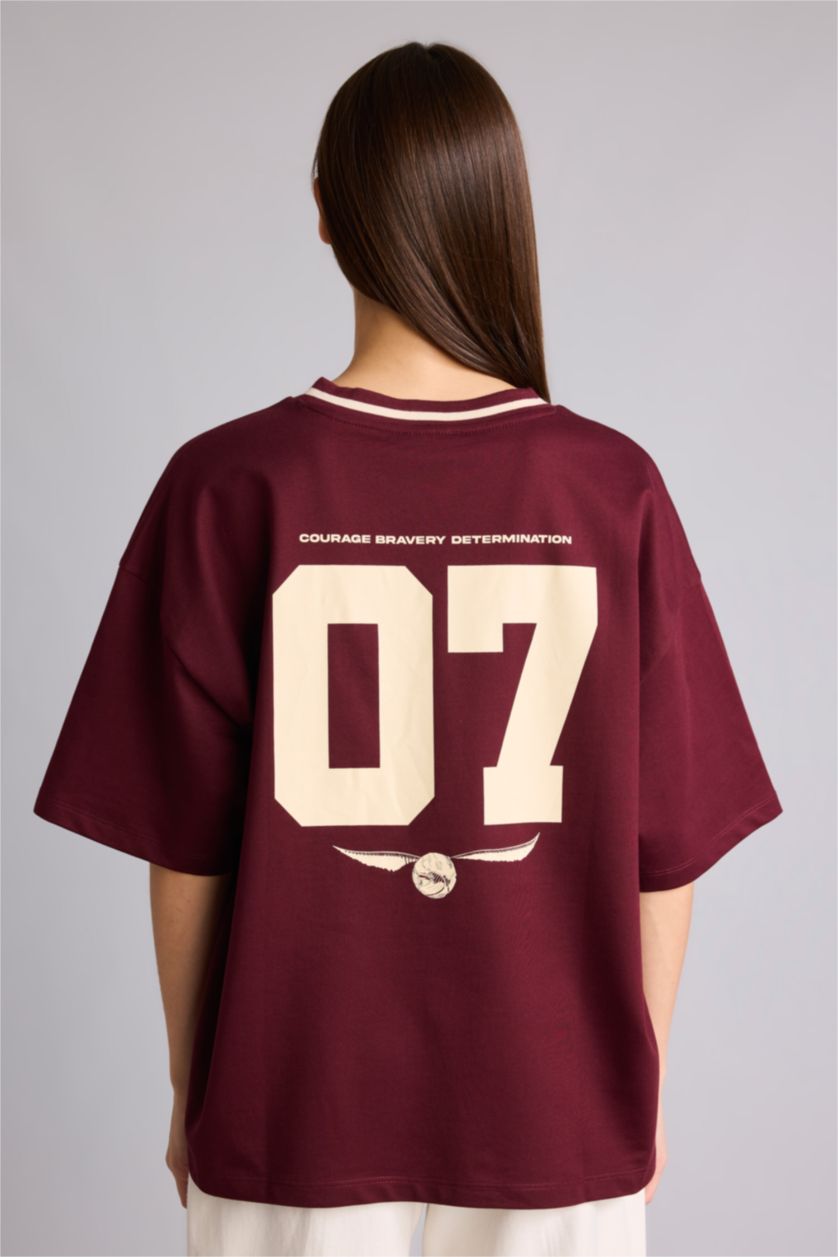 Женщины Бордовый Футболка Oversize