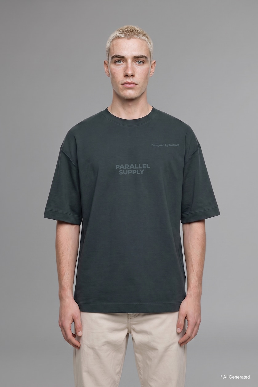 Men Dark Green Loose Fit Short Sleeve T-Shirt