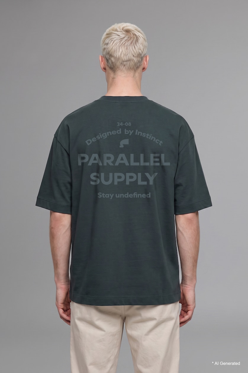 Men Dark Green Loose Fit Short Sleeve T-Shirt