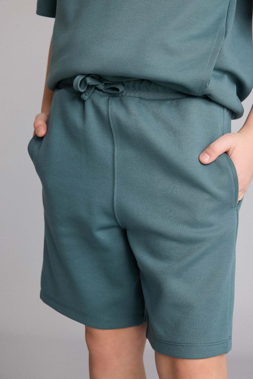 BOYS & TEENS Green Boy Hooded T-Shirt Shorts 2 Piece Set
