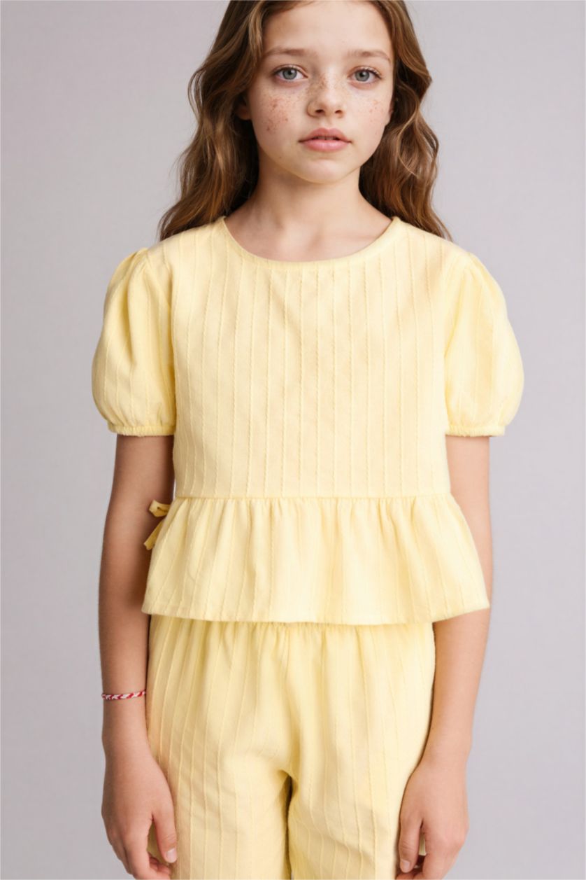 Kız Çocuk - Genç Kız Açık Sarı Kısa Kollu Bluz Kız Çocuk