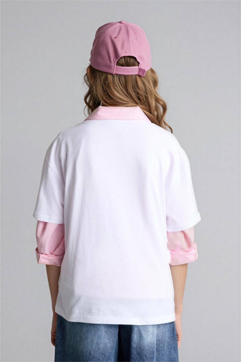 Kız Çocuk - Genç Kız Ekru Kpop - Demon Hunters Oversıze Bisiklet Yaka Kısa Kollu Tişört Kız Çocuk