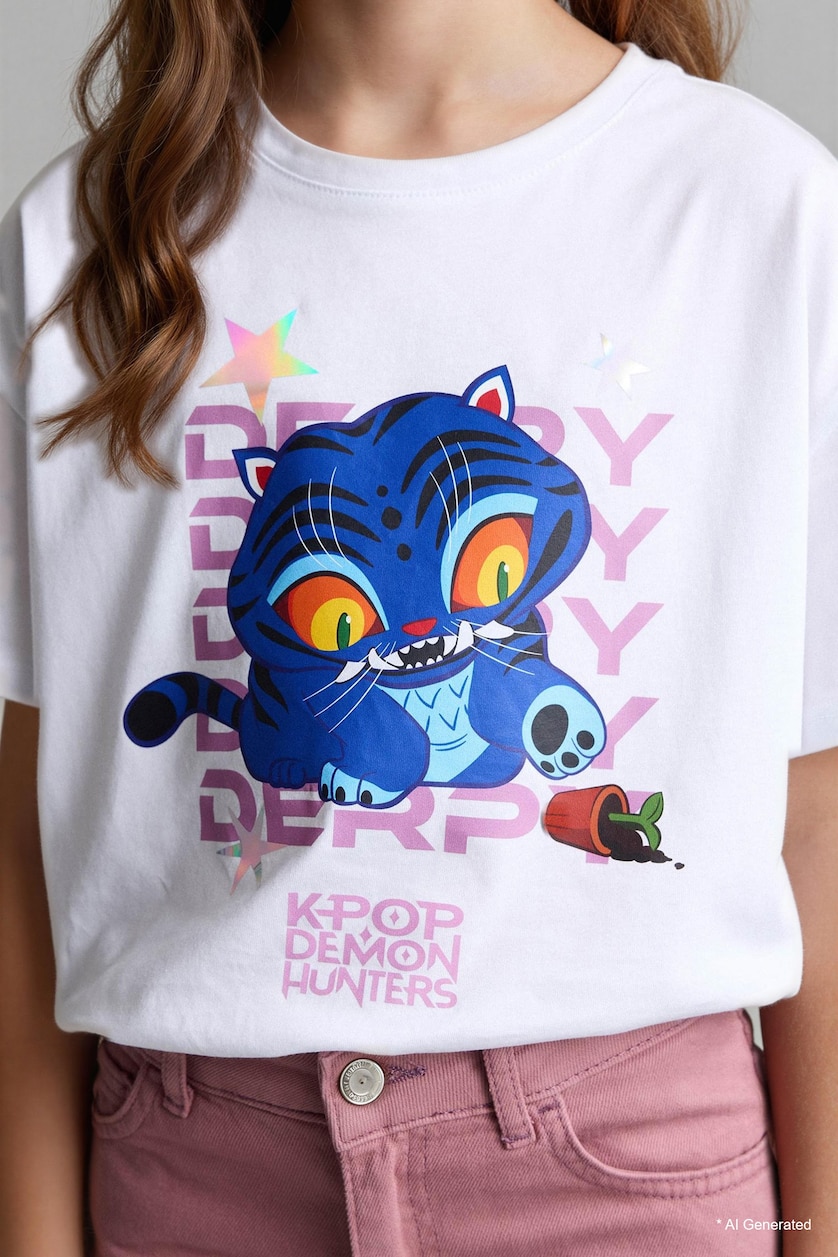GIRLS & TEENS Ecru Oversize Fit Short Sleeve T-Shirt