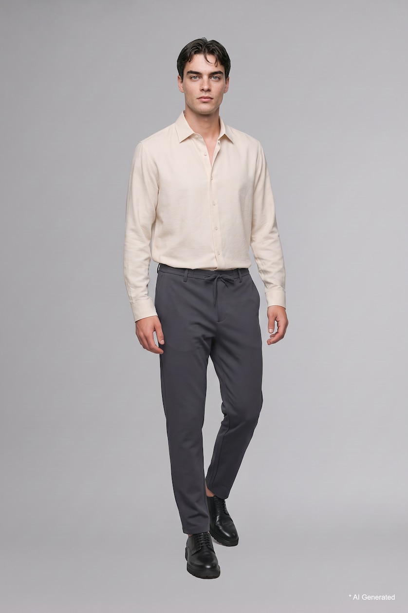 Men Ecru Regular Fit modal Long Sleeve Shirt