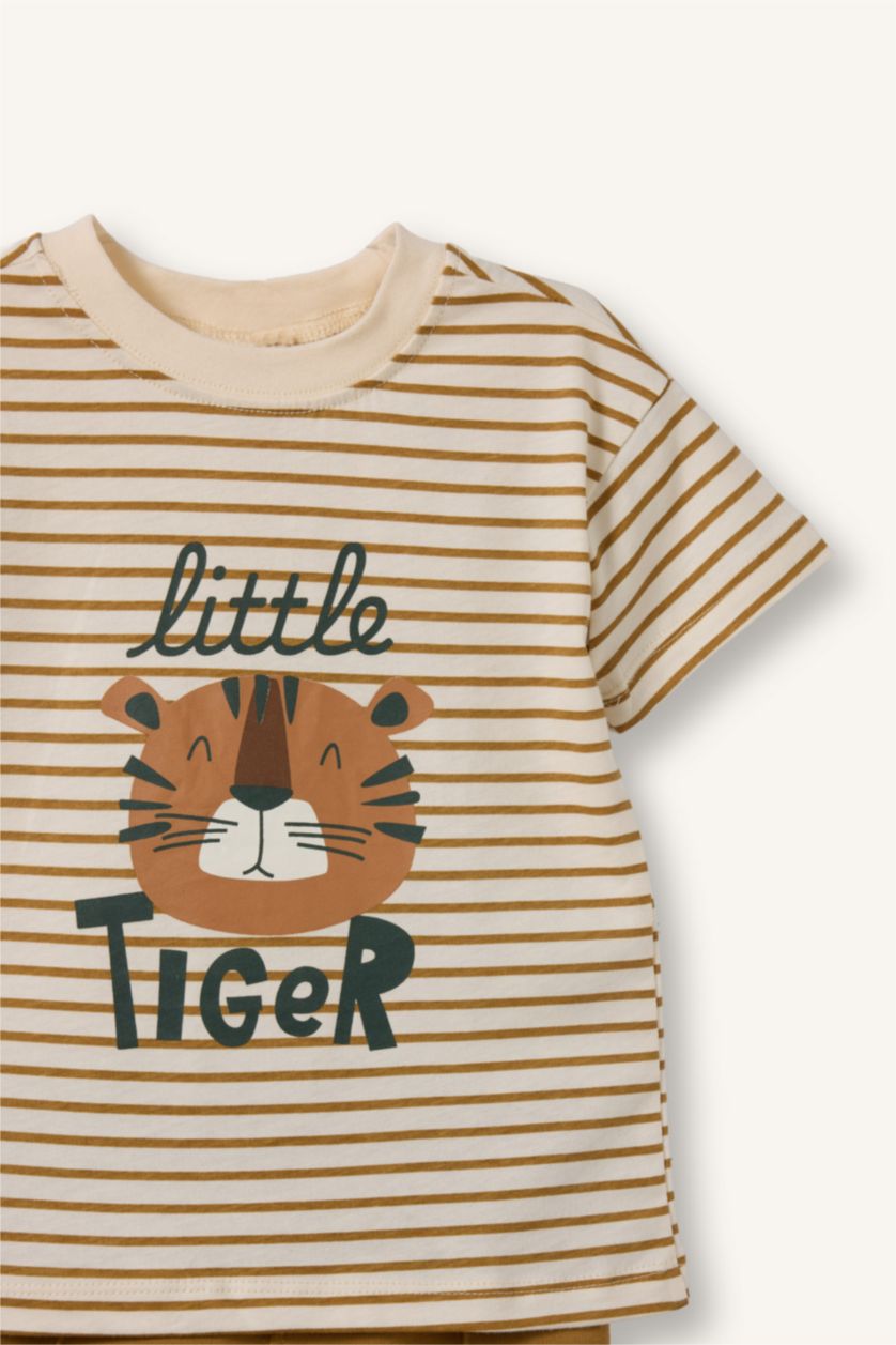 Baby Boys Ecru 2 piece Regular Fit Animal Set