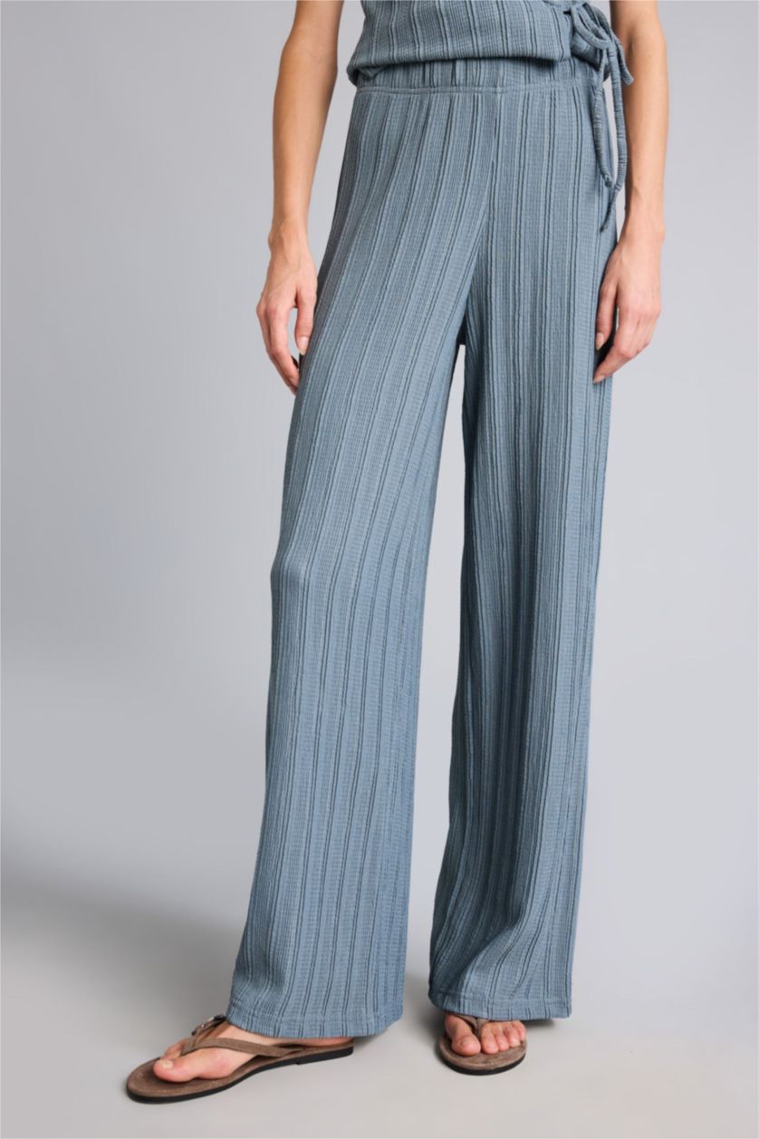 WOMAN Light Indigo Wide Leg Crinkle Trousers