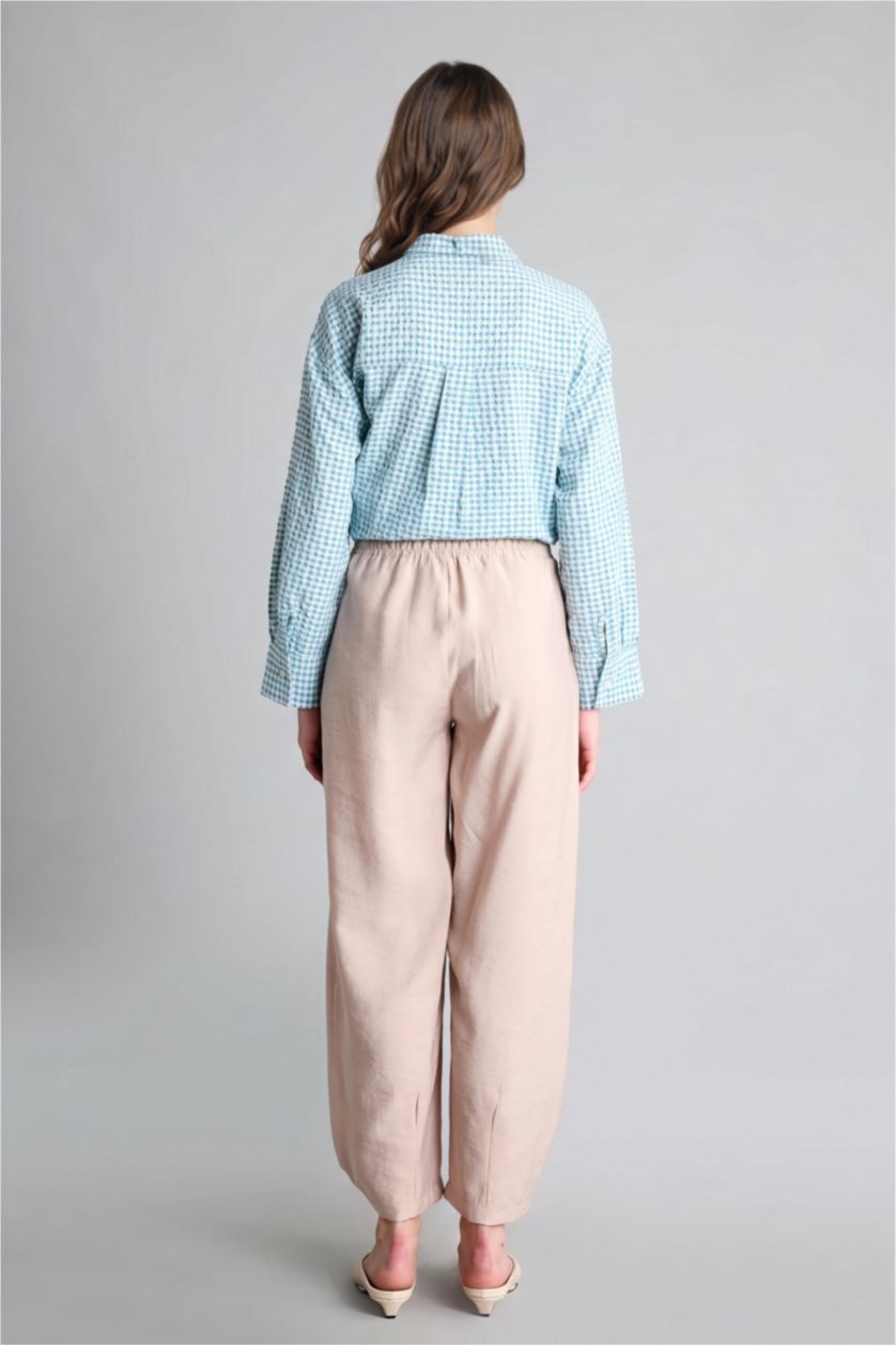 Woman Beige Relax Fit Modal Beige Trousers