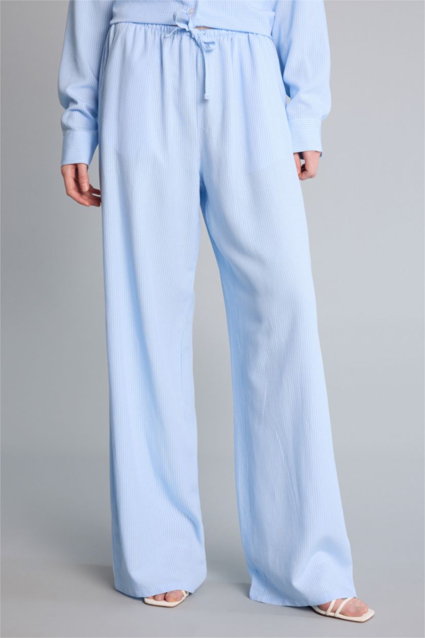 نساء أزرق فاتح Normal Waist Wide Leg Trousers
