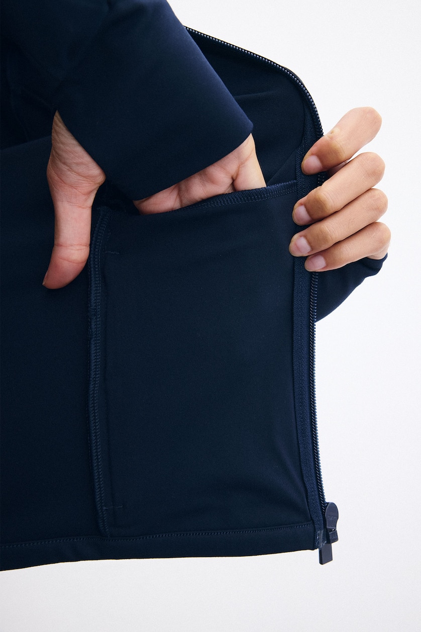 Kadın İndigo Ultra Yumuşak Fitted Fermuarlı Sporcu Hırka