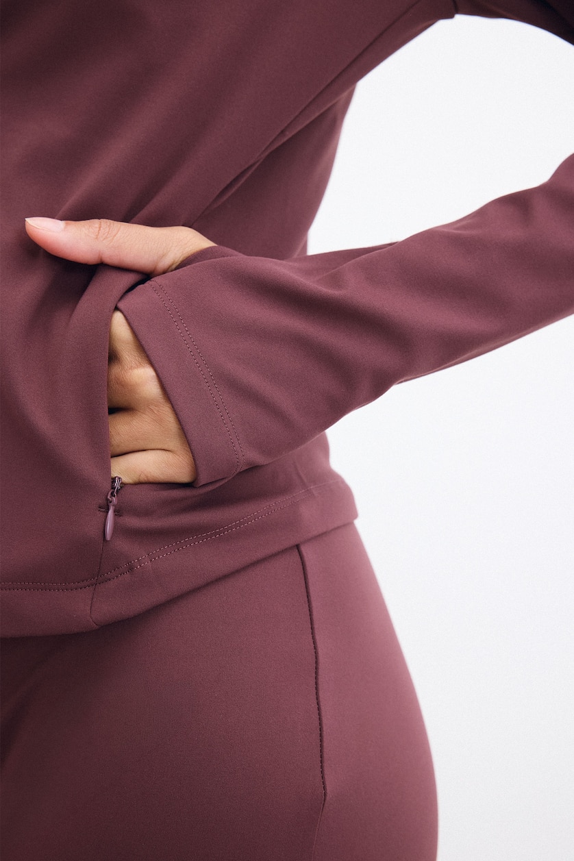 WOMAN Bordeaux Slim Fit Soft Fleece Lined Sports Cardigan