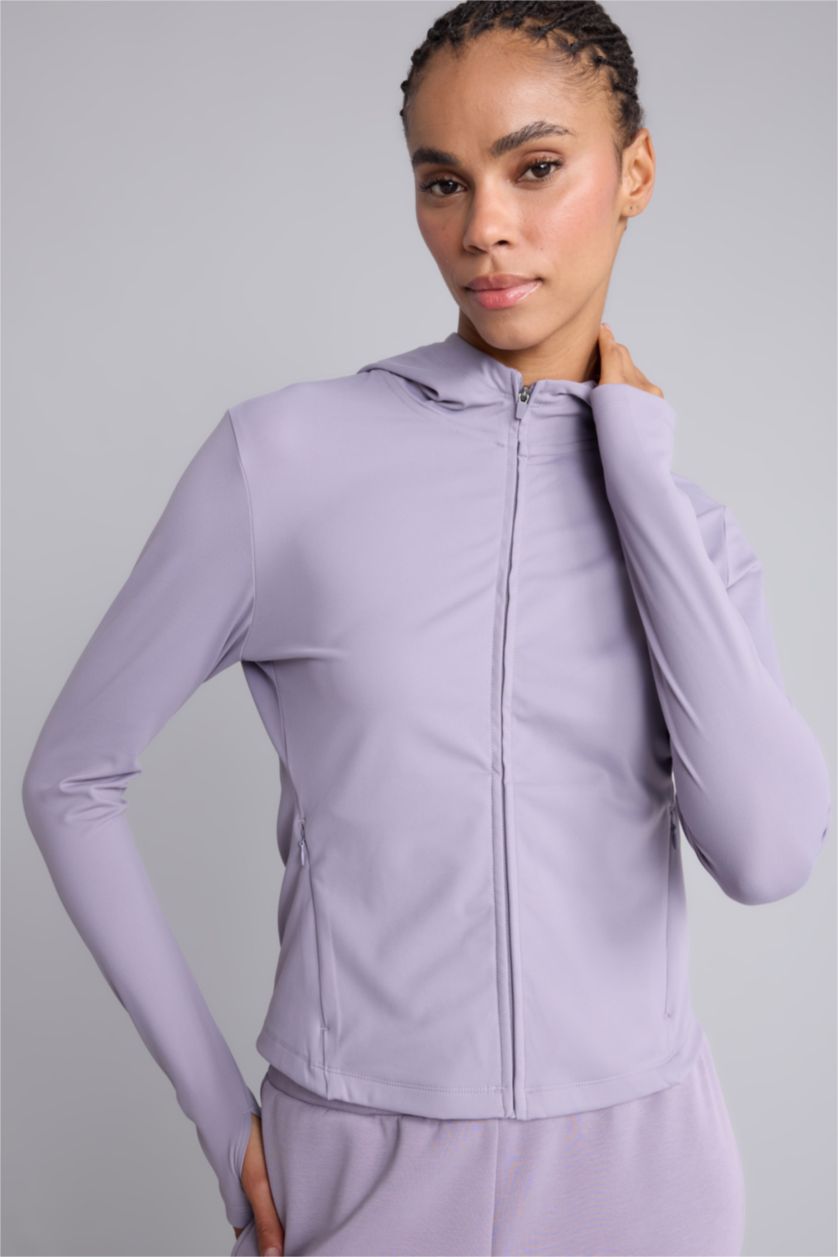 Kadın Açık Mor Slim Fit Sporcu Hırka