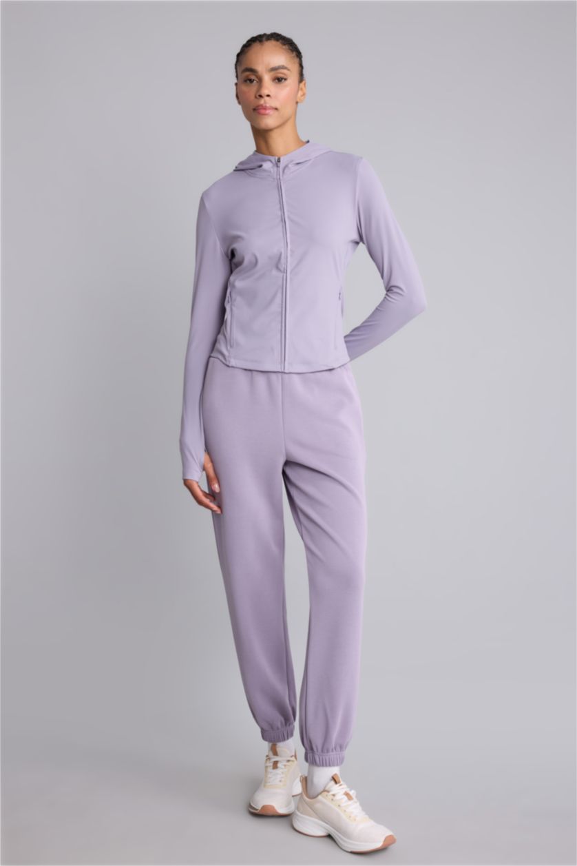 Kadın Açık Mor Slim Fit Sporcu Hırka