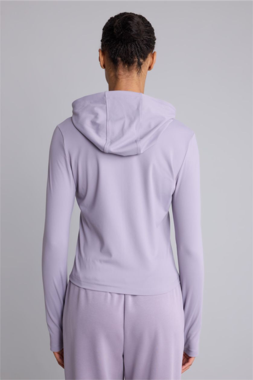 Kadın Açık Mor Slim Fit Sporcu Hırka