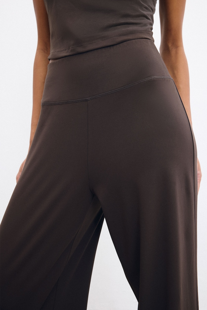 Women Brown Woman High Waist Ultra Soft Wide Leg Sports Trousers
