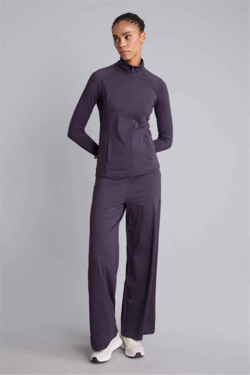 Women Dark Purple Wide Leg Trousers